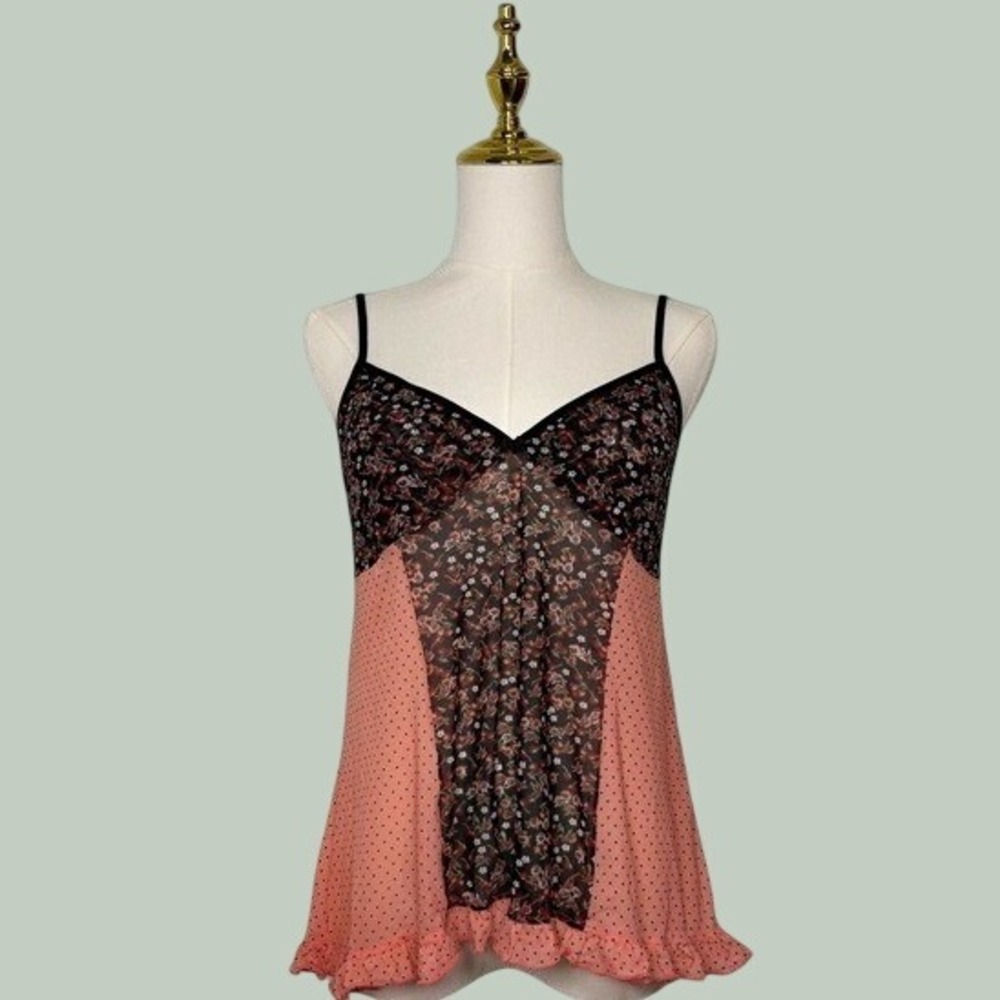 vintage lucky brand floral pink black lingerie ruffles y2k whimsygoth fairy goth
